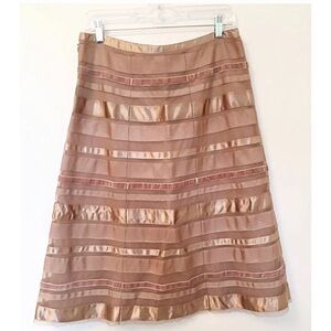 CLUB MONACO Sz 6 Mocha A-Line Multi-Media Skirt Boho Festival
